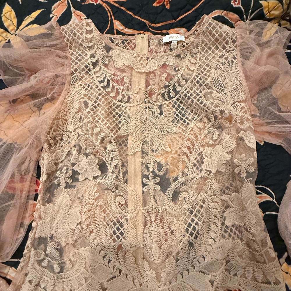 Delicate Lace Blouse in Tan